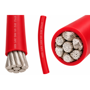 4/0 AWG red ultra-flexible tinned copper battery cable with silicone insulation