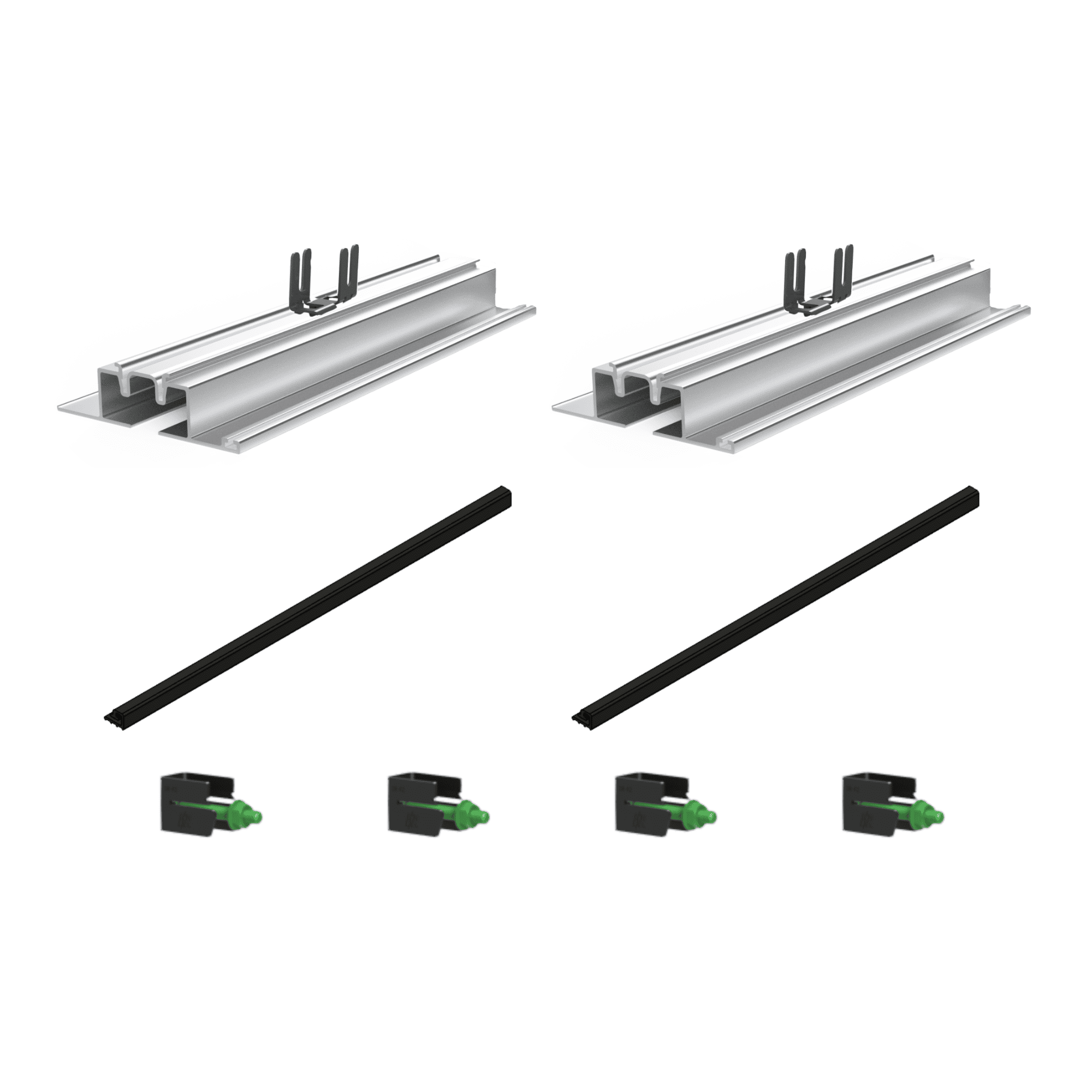 IntegraRack MultiBallast DB flat roof solar panel mounting system with non-penetrating aluminum mounts