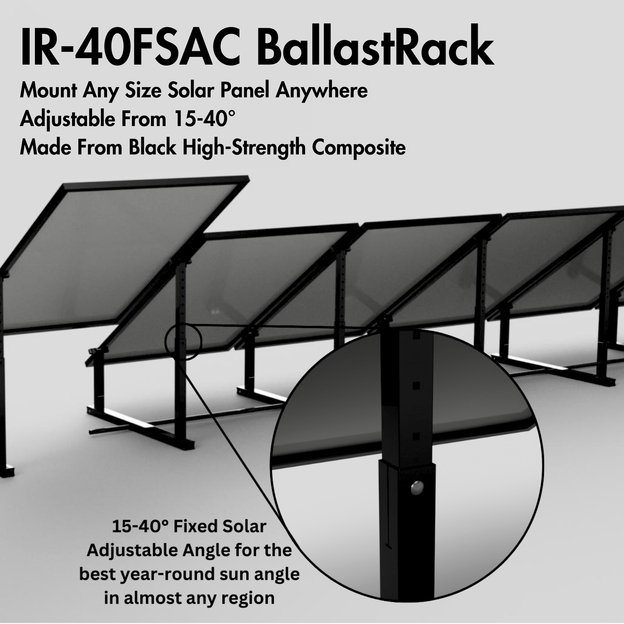 IntegraRack IR-40FSAC BallastRack adjustable 15 to 40 degree solar panel ground mounting system