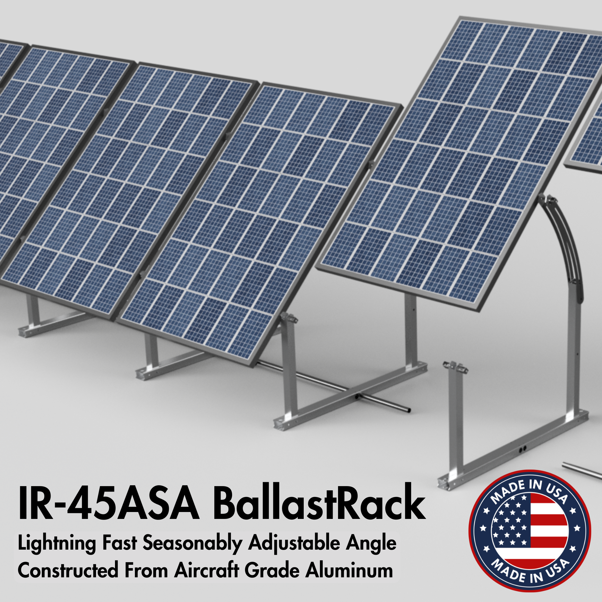 IntegraRack IR-45ASA BallastRack seasonally adjustable aluminum solar panel ground mount 15 to 45 degrees